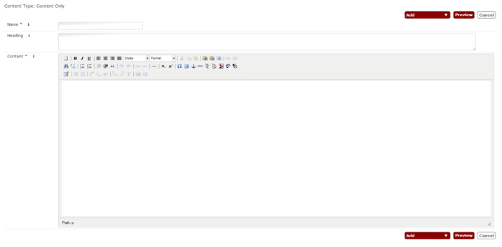 Content Only Template